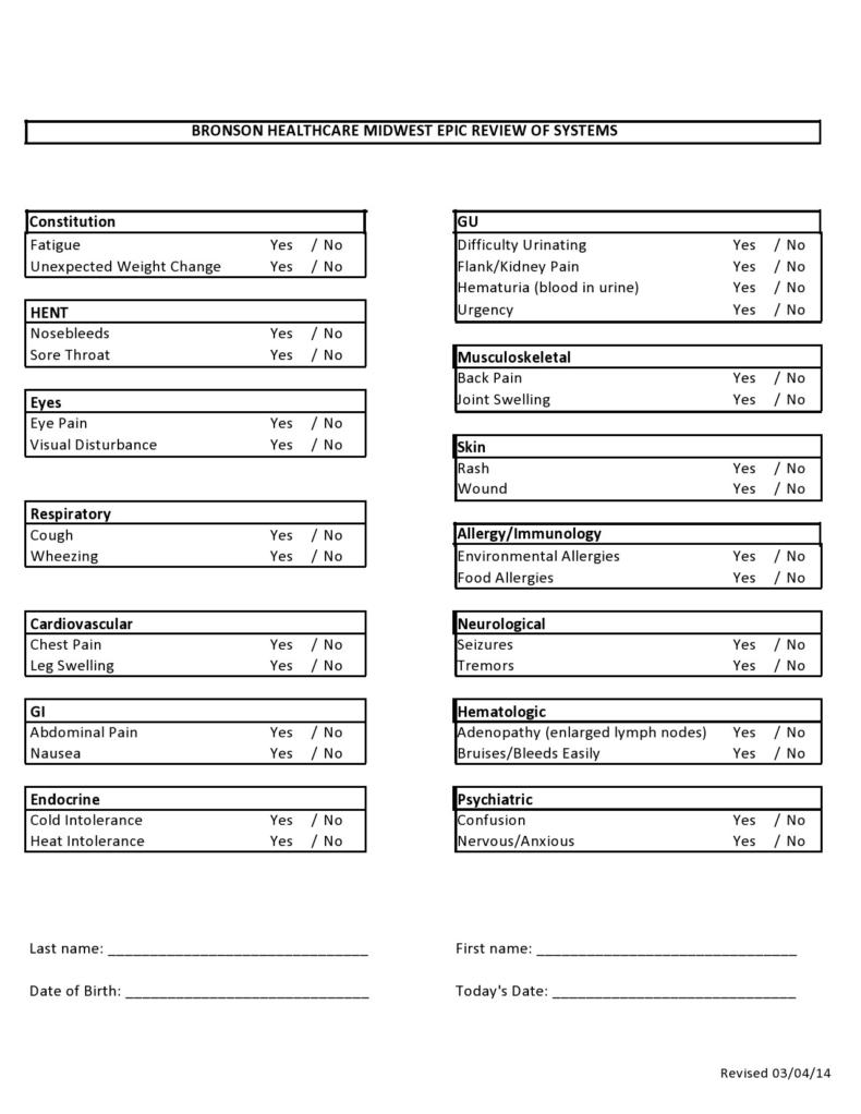 46 Free Review of Systems Templates (+Checklist) ᐅ TemplateLab