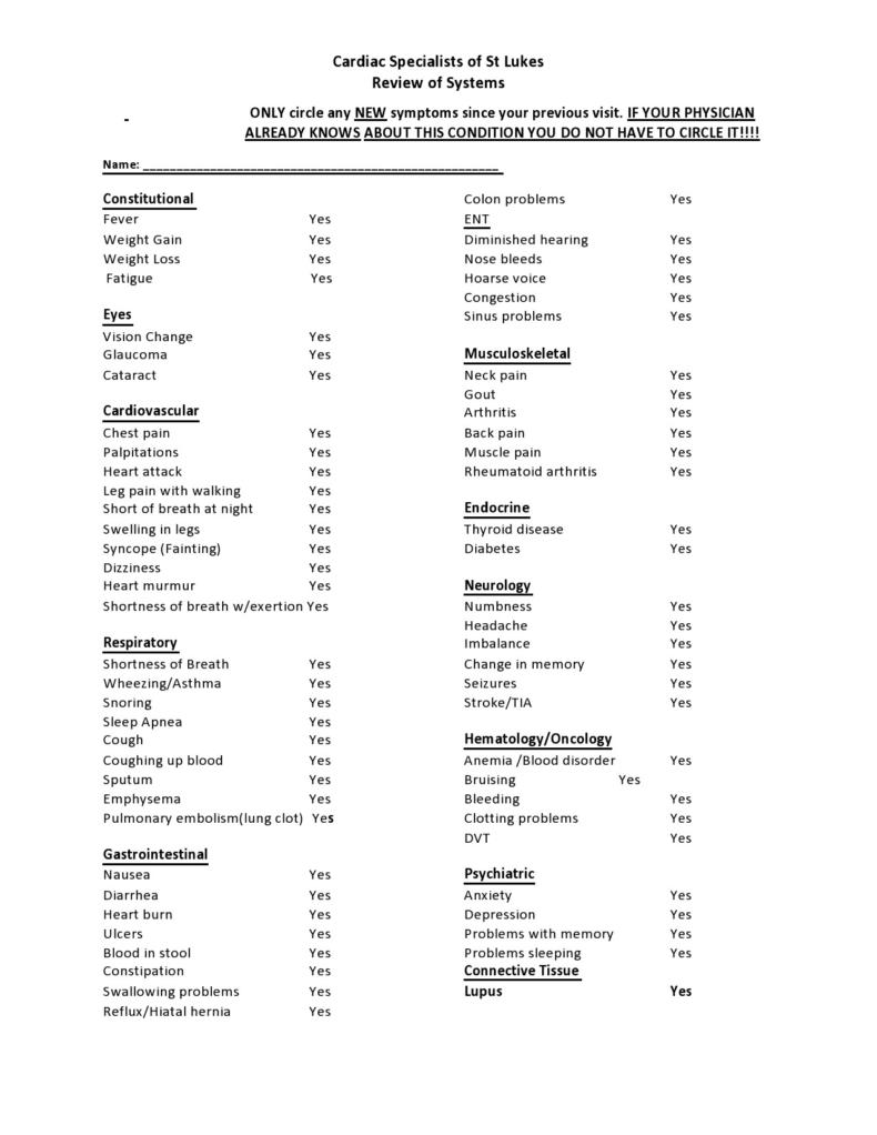 46 Free Review of Systems Templates (+Checklist) ᐅ TemplateLab