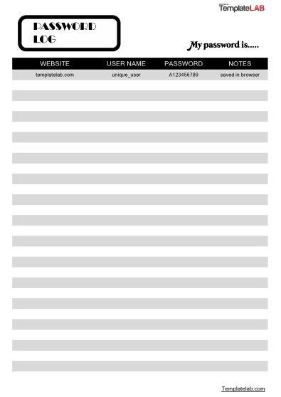 33 Best Password List Templates (Word, Excel & PDF) ᐅ TemplateLab