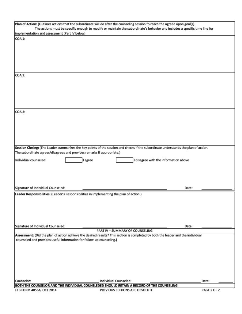 31 Free Army Counseling Forms (DA 4856 Fillable) ᐅ TemplateLab