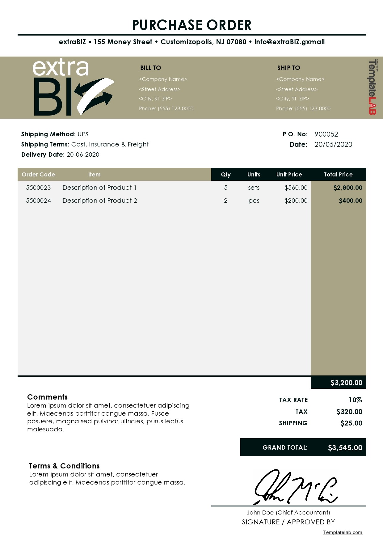 Company Purchase Order Template