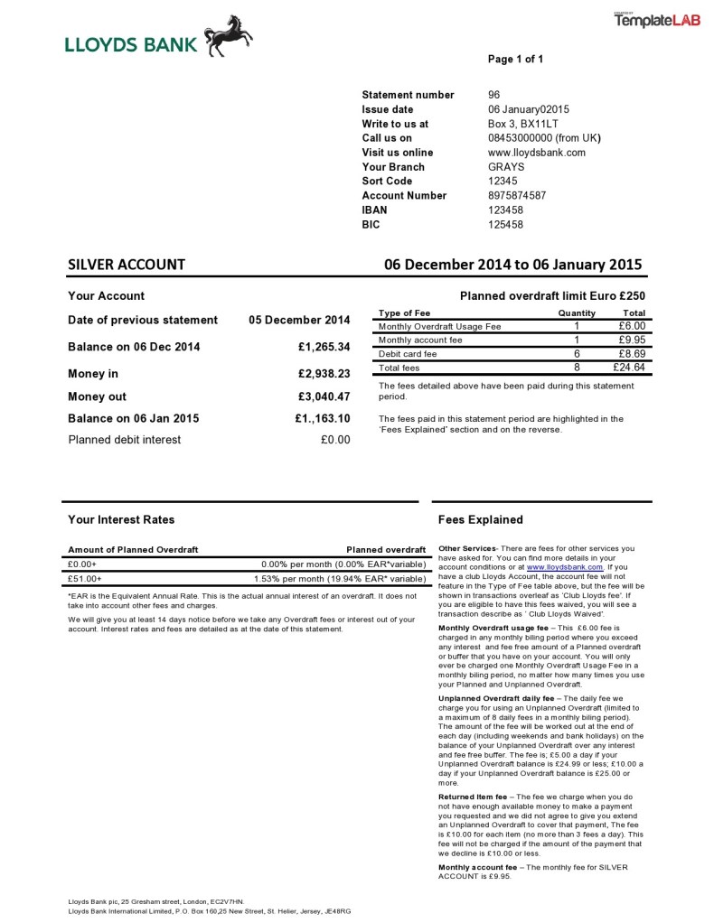 35 Editable Bank Statement Templates [FREE] ᐅ TemplateLab