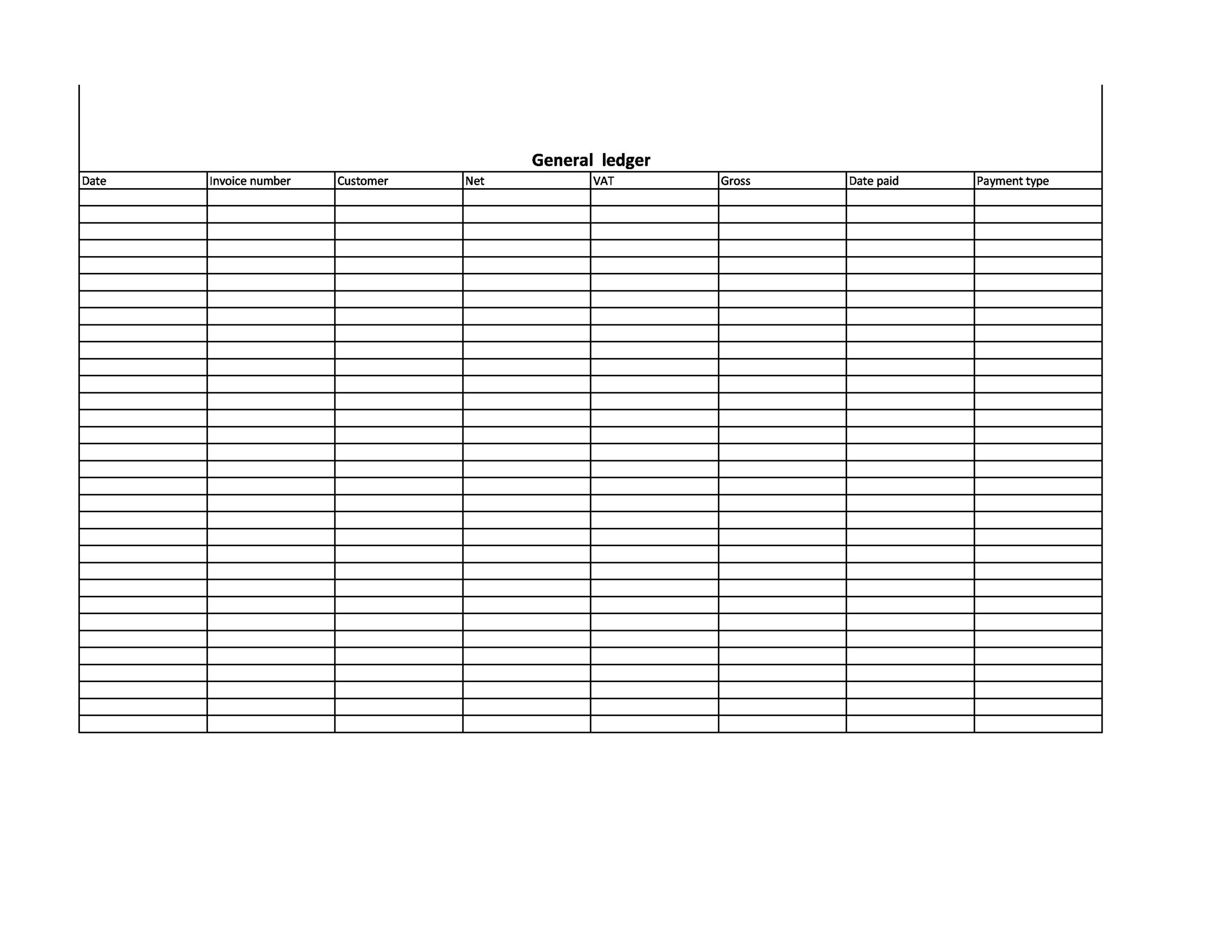 Printable Accounting Ledger