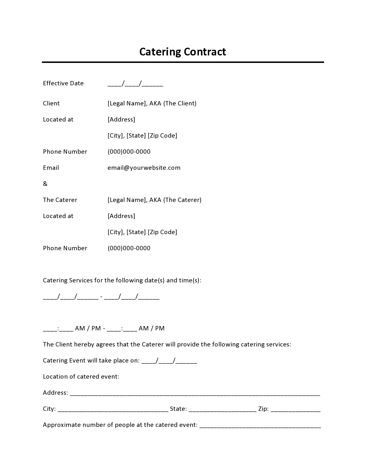 Banquet Hall Contract Template