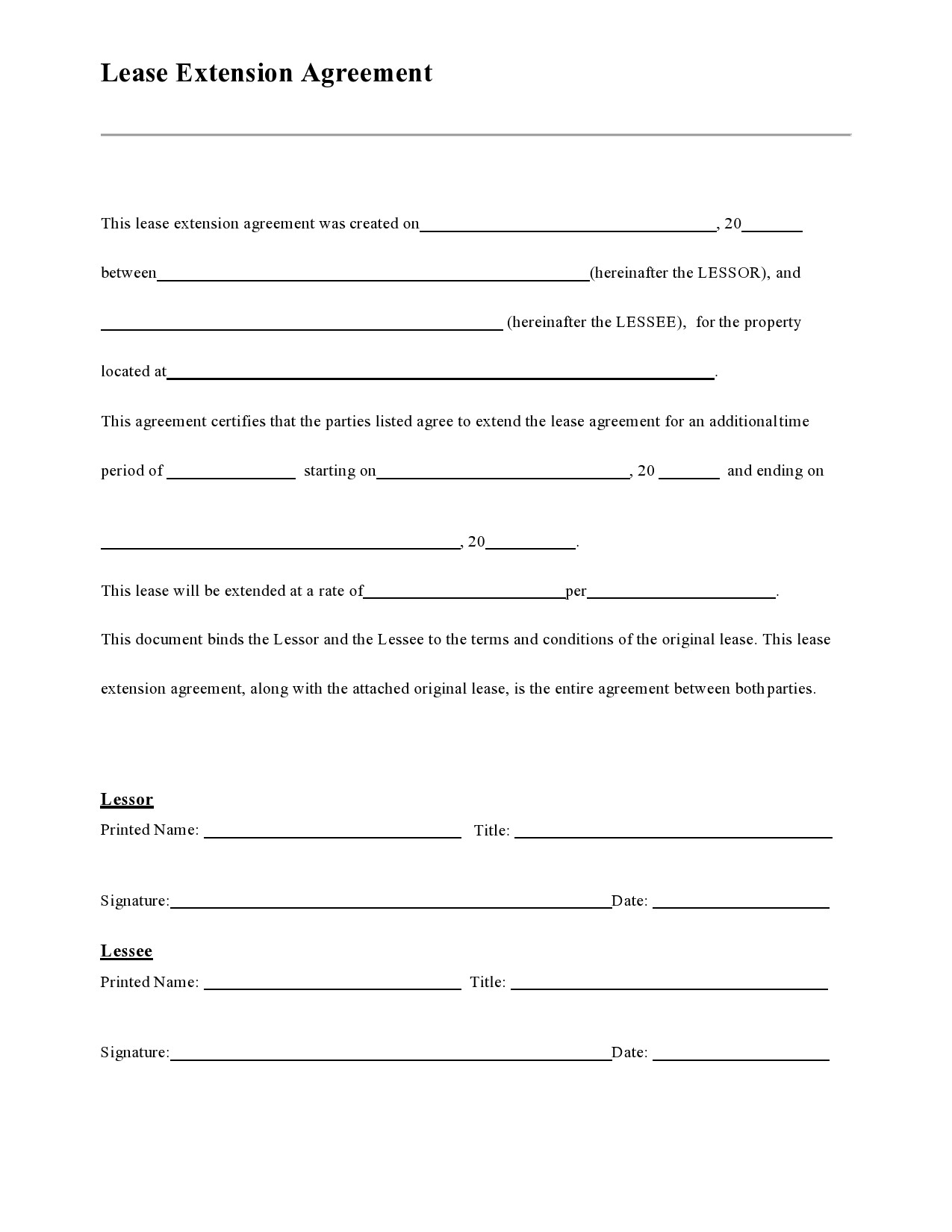 43 Best Lease Extension Addendum (+ Renewal Agreements)