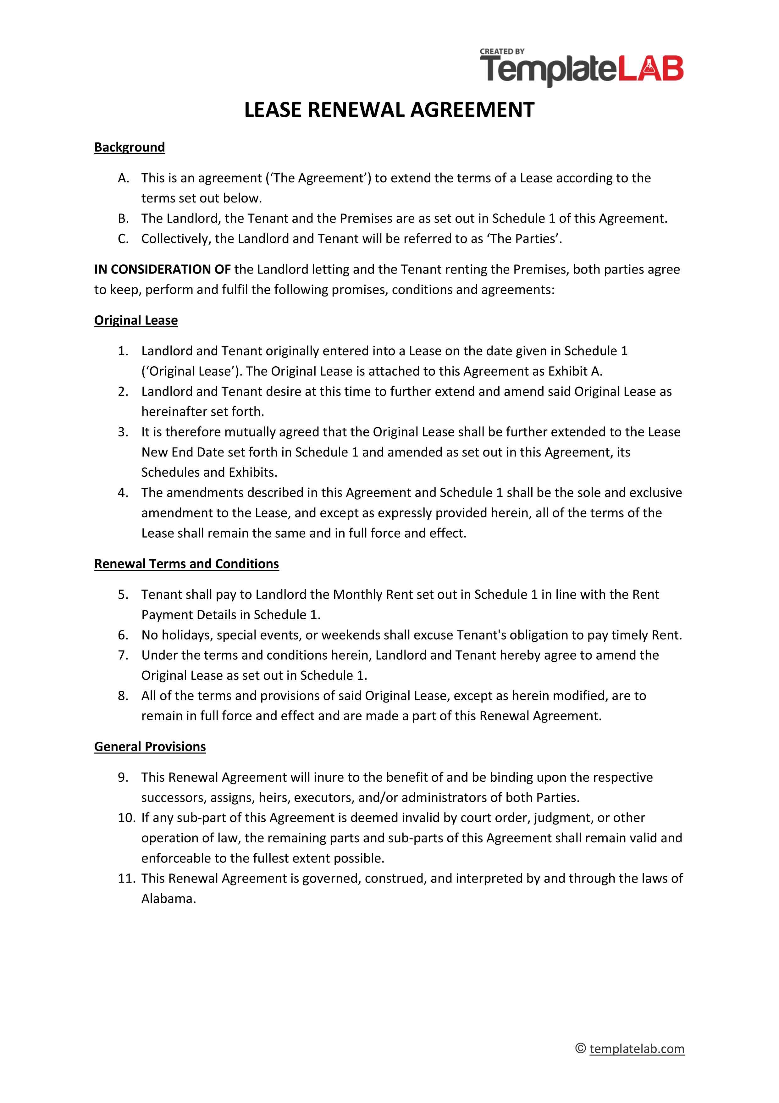 Tenancy Agreement Renewal Template