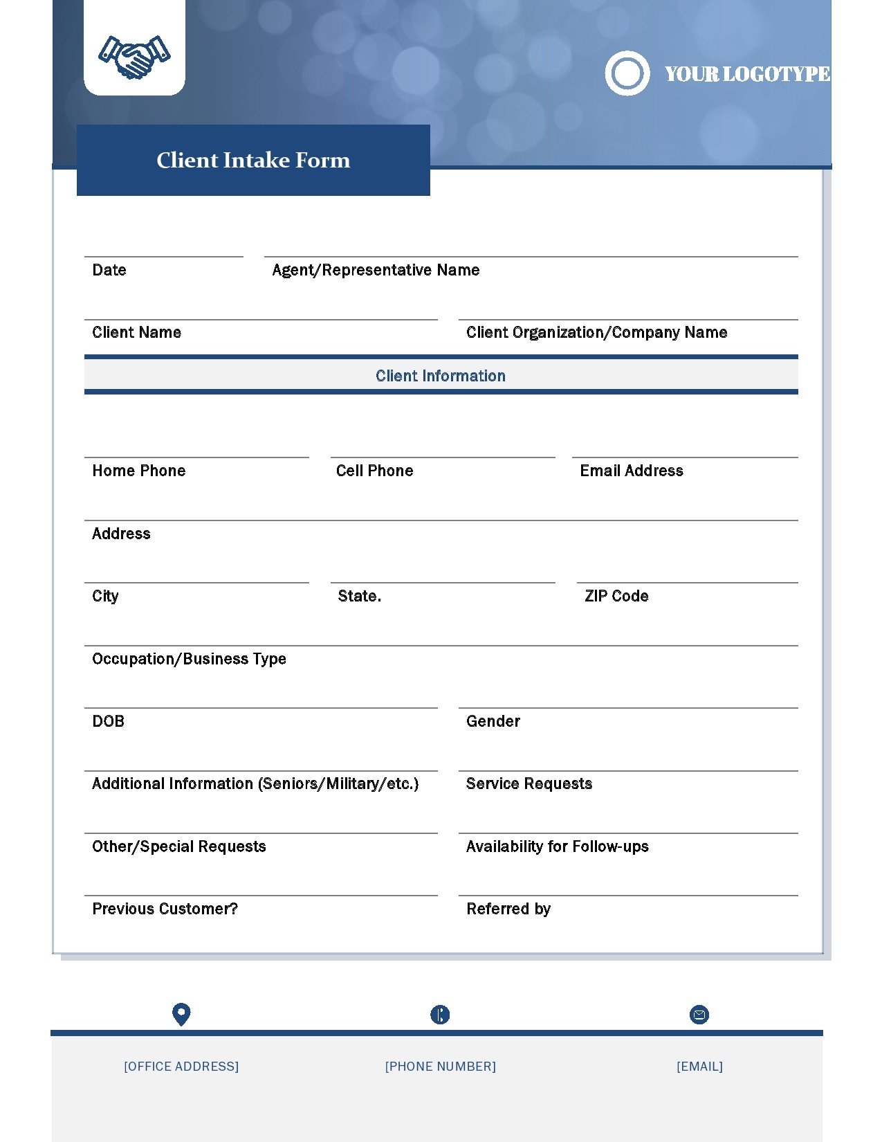 42 Printable Client Intake Forms Free Templates ᐅ Templatelab