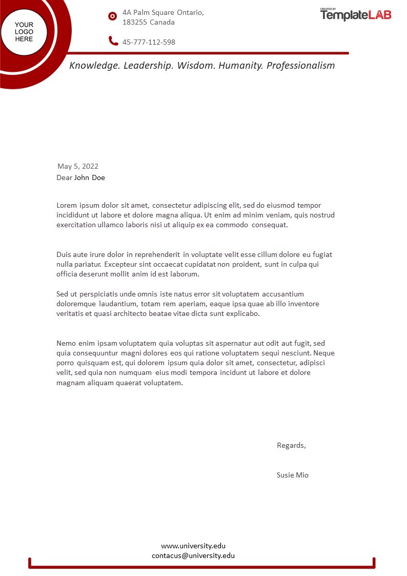University Letterhead