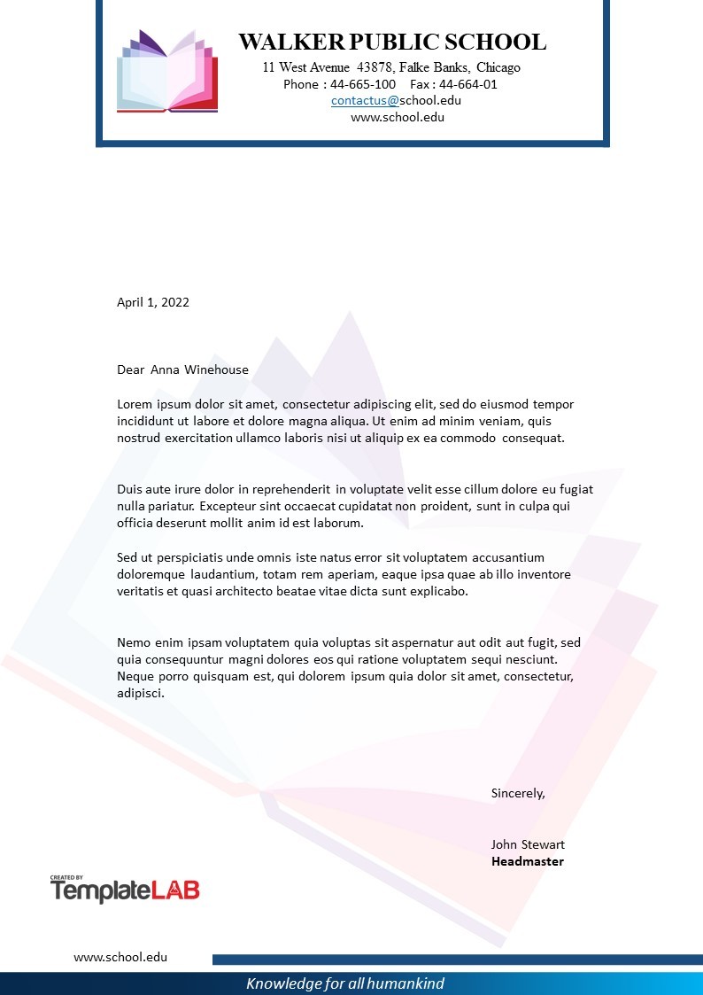 School Letterhead Template