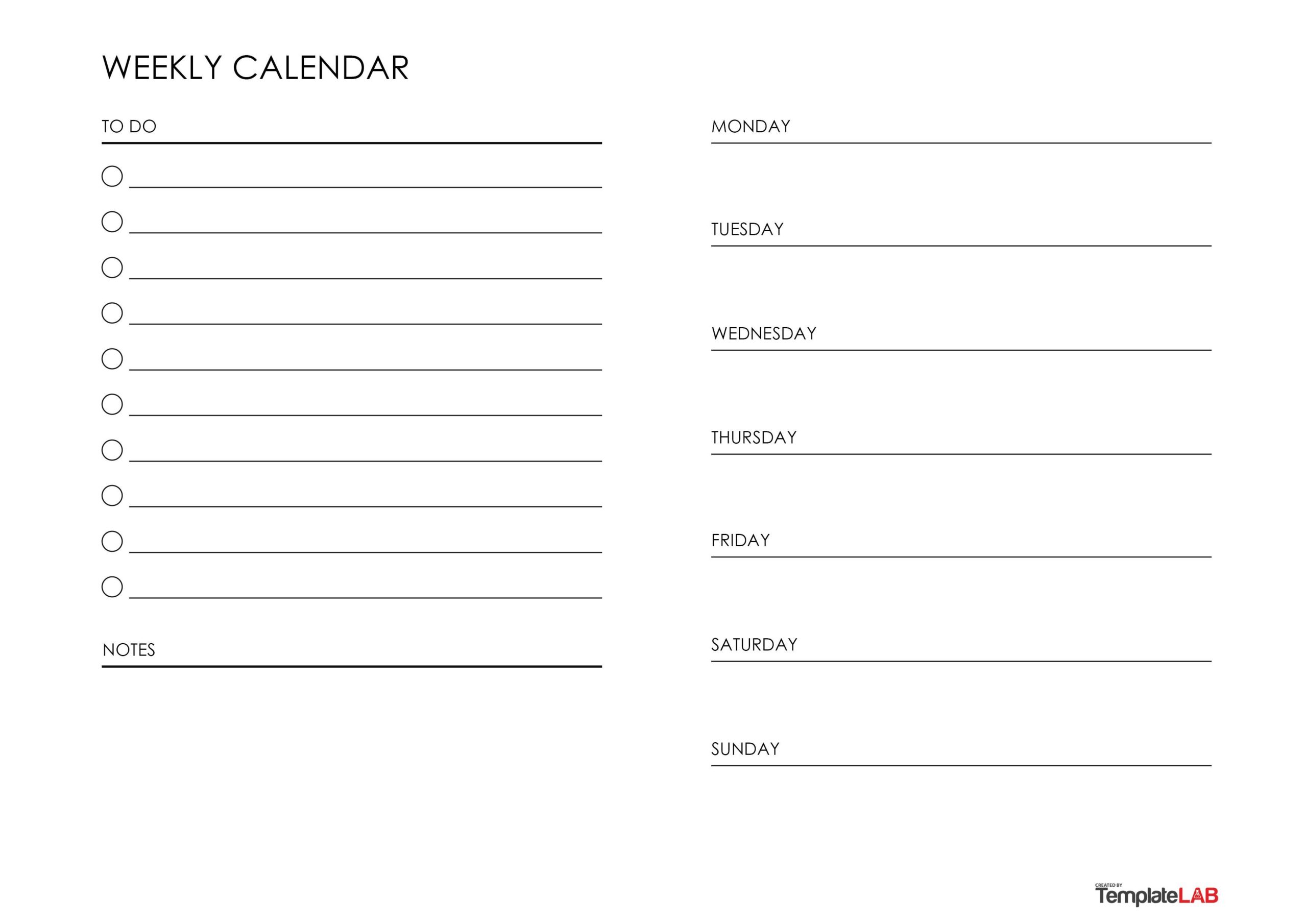 19 Free Weekly Calendar Templates [Word, Excel, PDF]