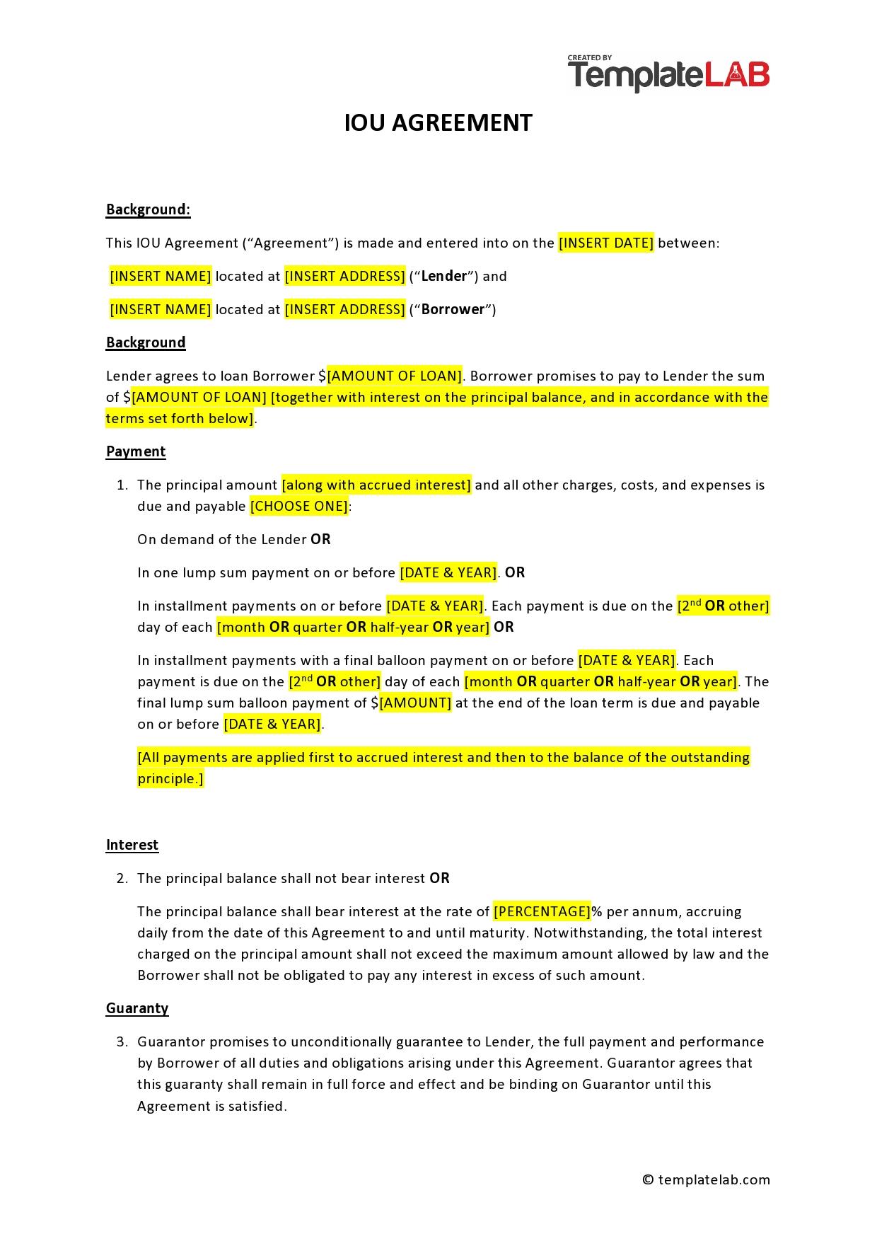 Agreement In Principle Template