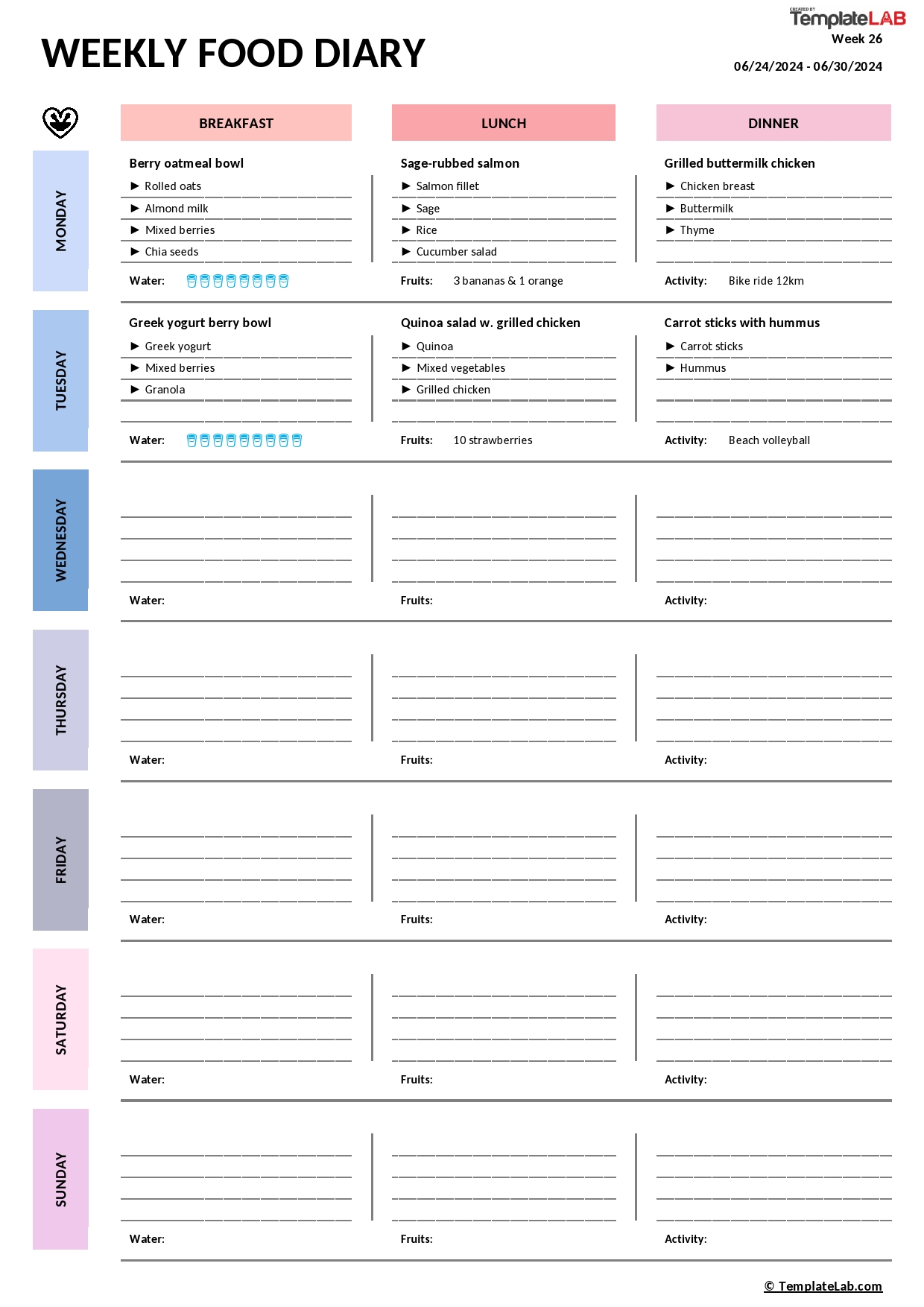 49 Simple Food Diary Templates & Food Log Examples 49 Simple Food Diary Templates & Food Log Examples