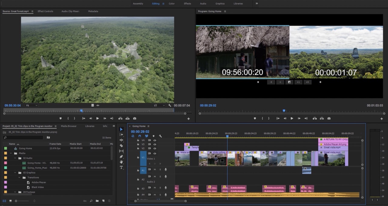 Trim clips in the Program Monitor Template Premiere Pro Free