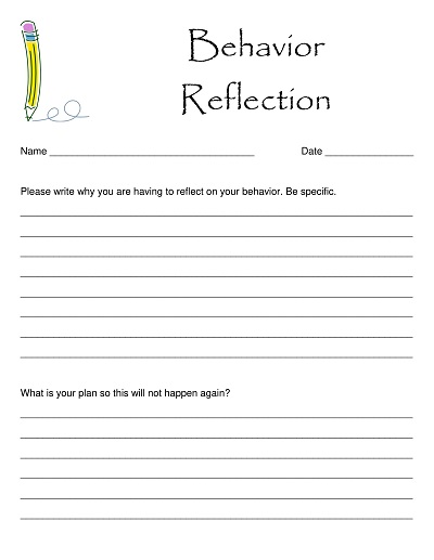 22+ Free Printable Behavior Reflection Sheet Templates » Template Republic