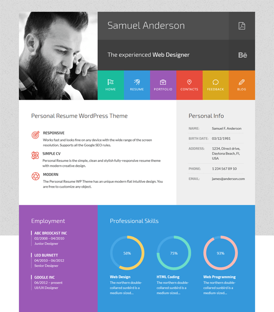 9 of the Best CV & Resume WordPress Themes down