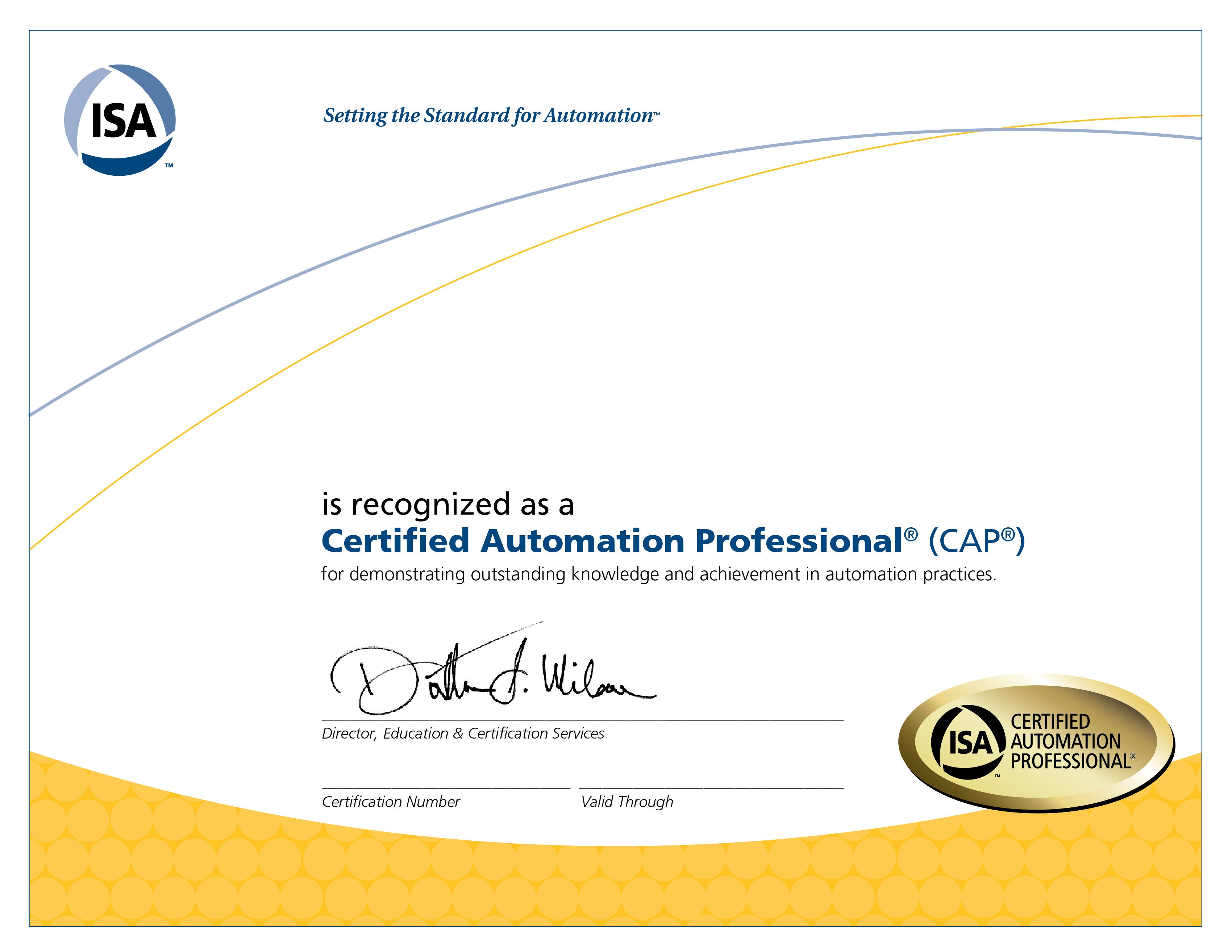 Certified Automation Professional (CAP) • ISA • Accredible