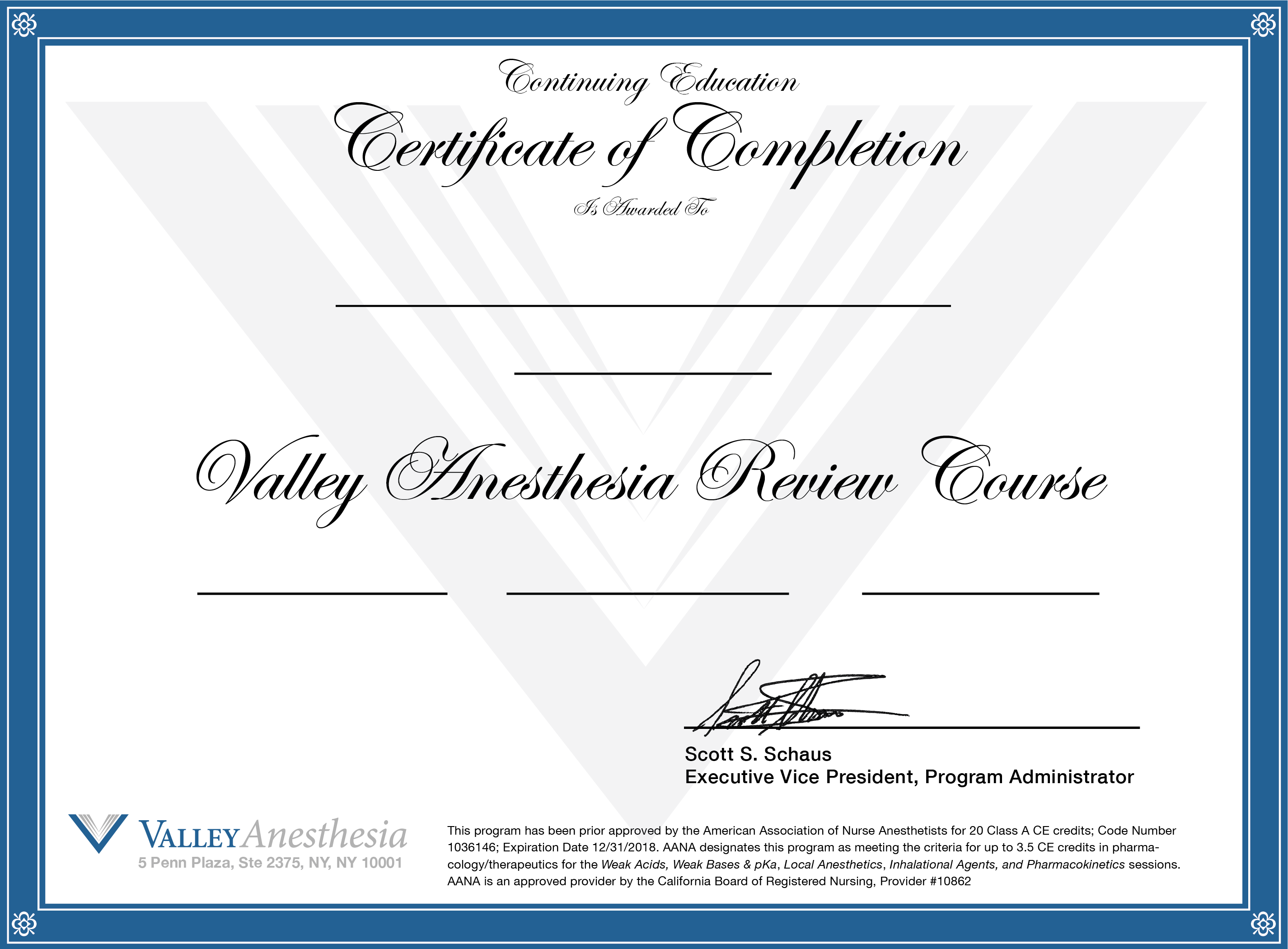 Dallas Review Course 2018 CE • Valley Anesthesia, Inc. • Accredible