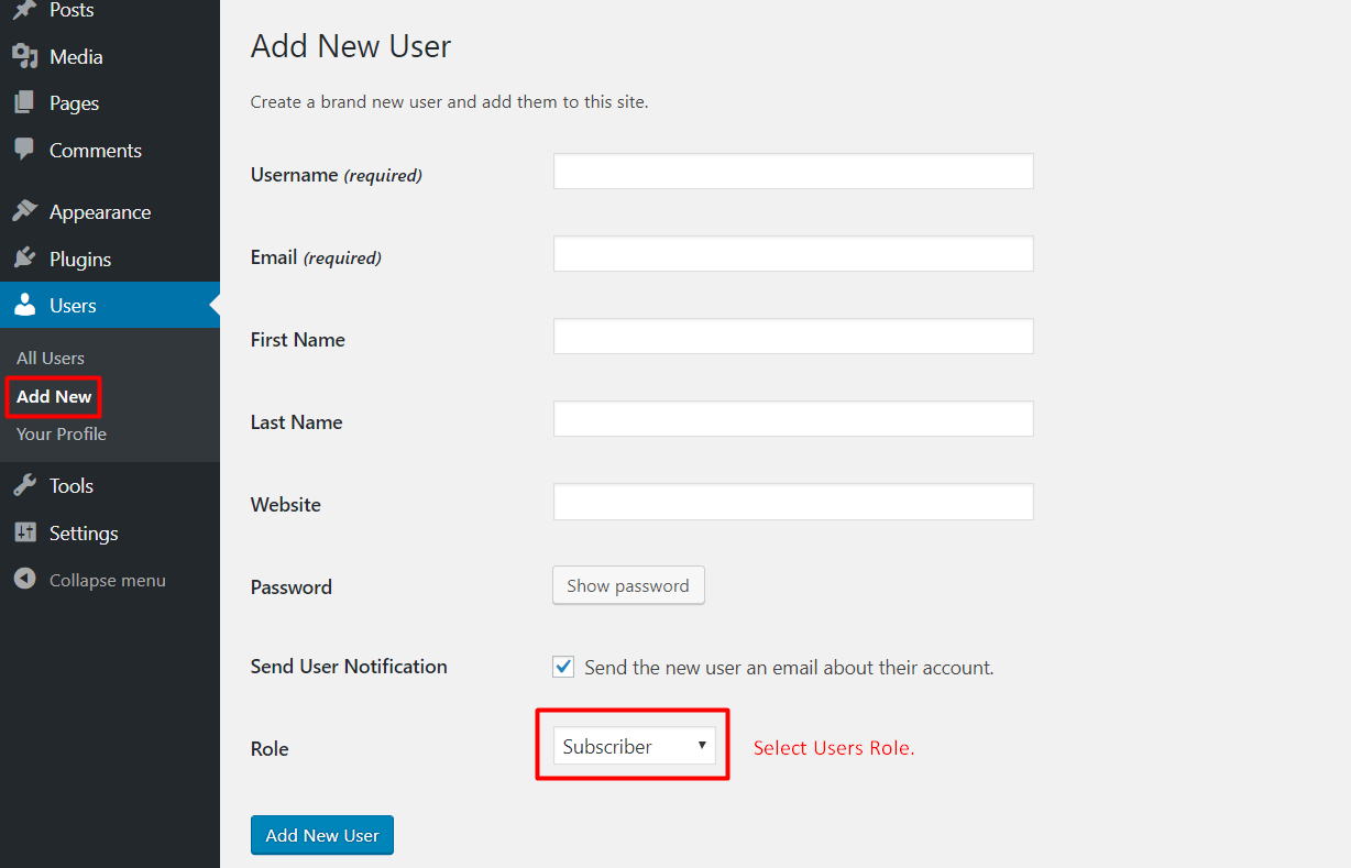 How to add new users and edit existing users on your WordPress website