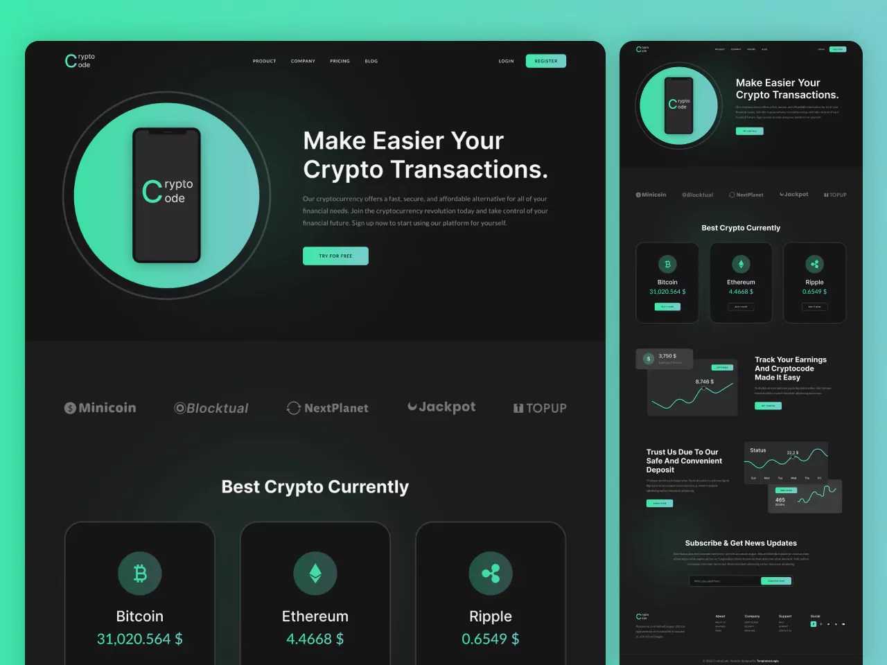 Cryptocode Free Cryptocurrency Bootstrap 5 HTML Template