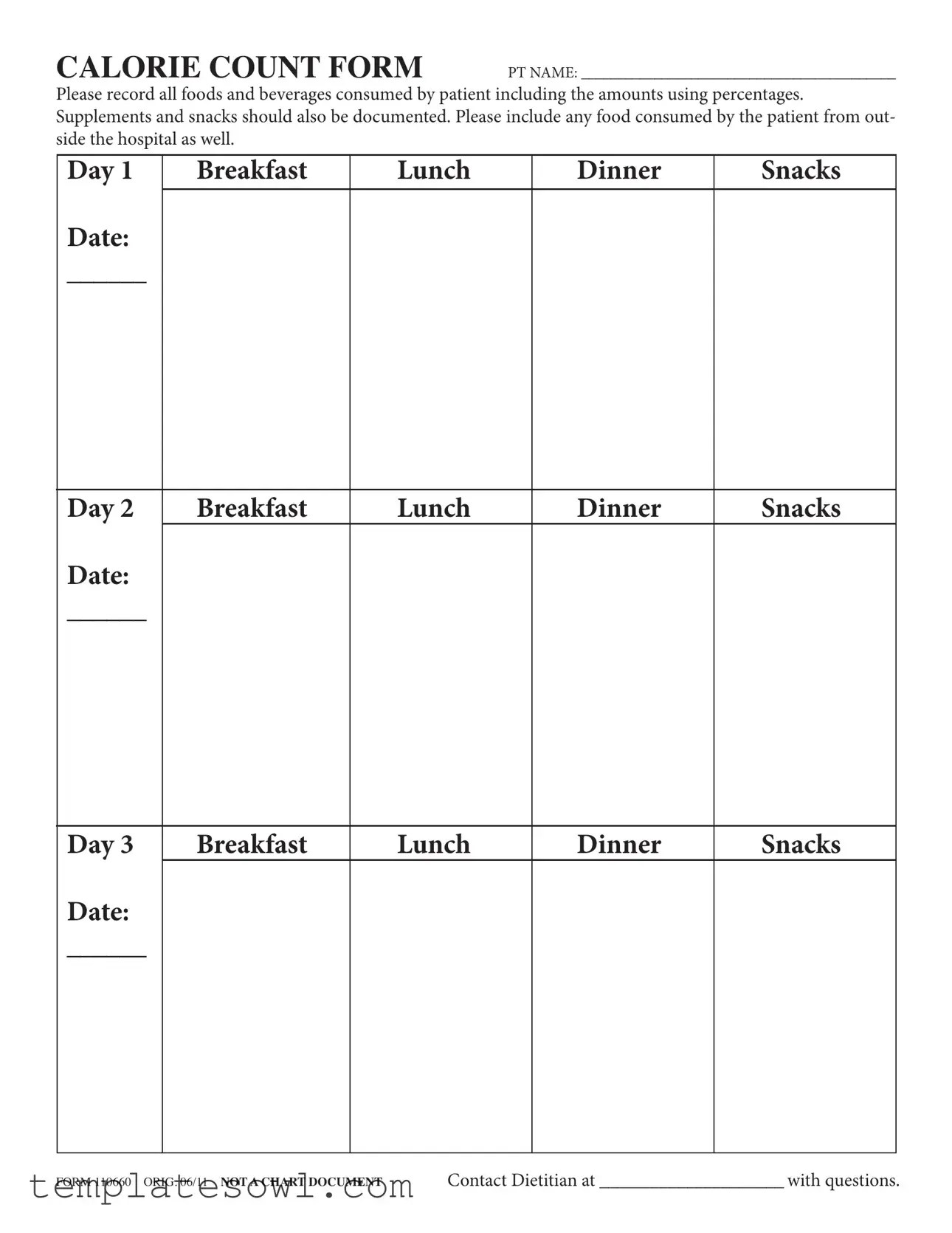 Download Calorie Count Form • TemplatesOwl(04)
