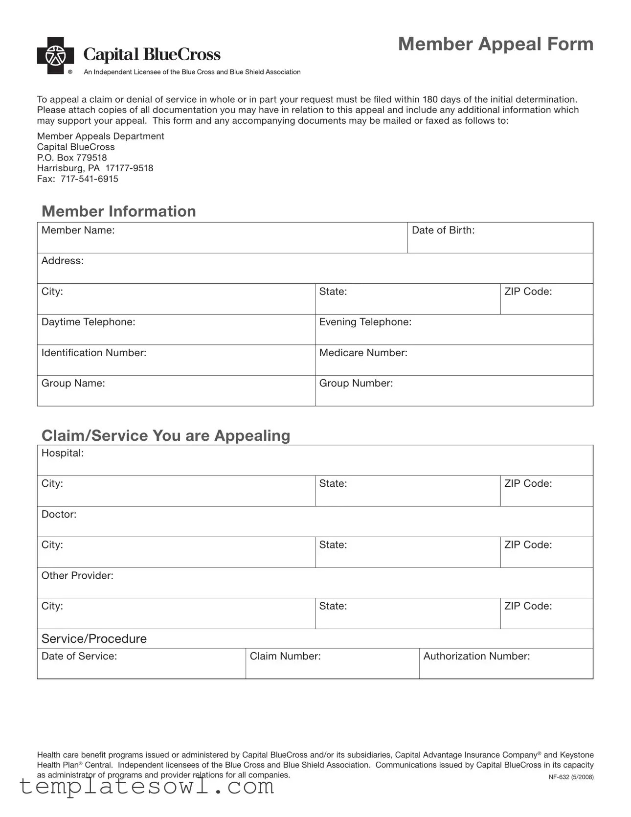Download Capital Blue Cross Provider Appeal Form • TemplatesOwl(03)