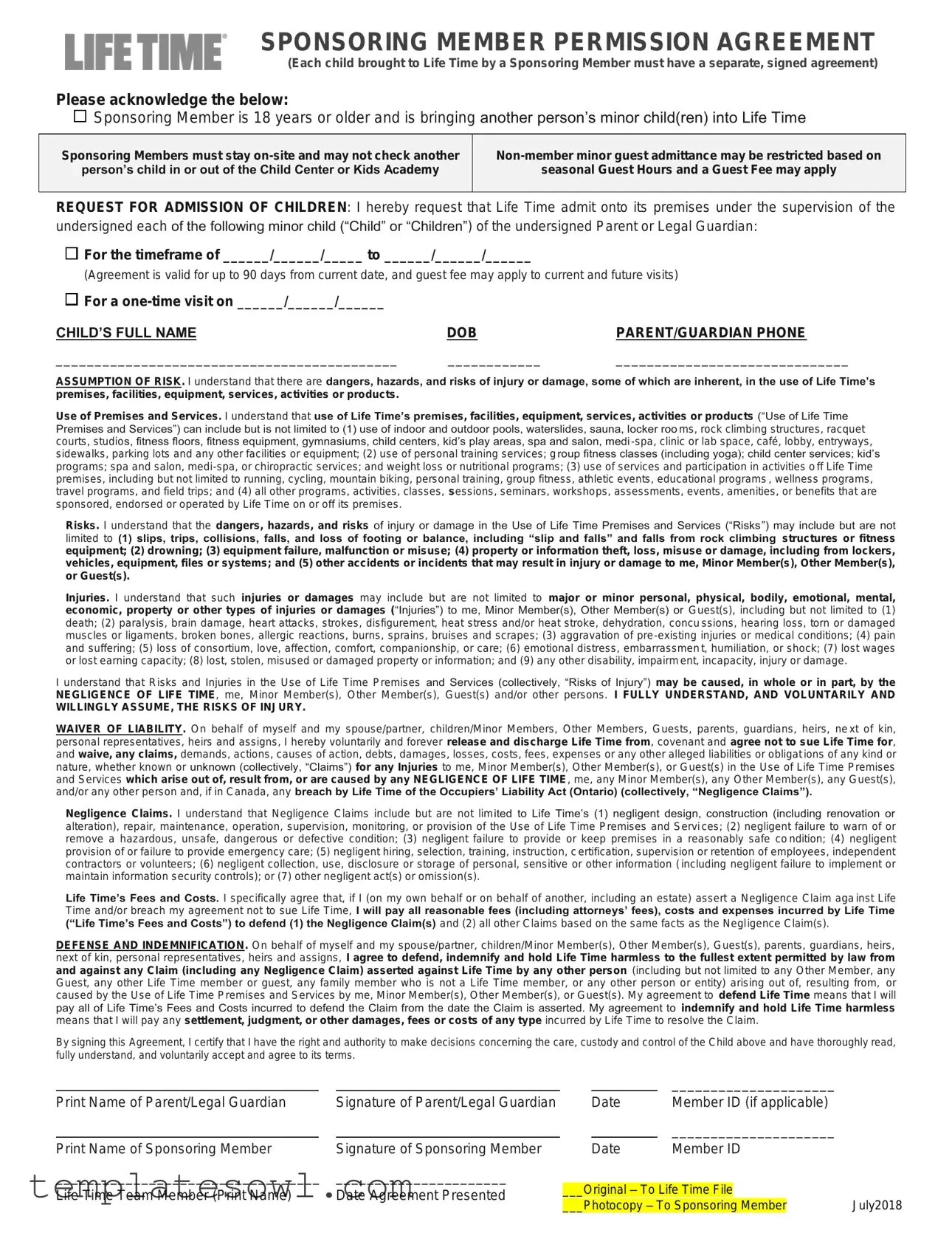 Download Lifetime Fitness Form • TemplatesOwl(07)