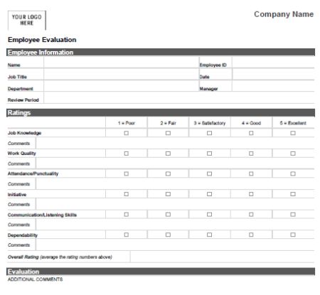 Employee Performance Evaluation Form: 30+ Fabulous Templates to Inspire