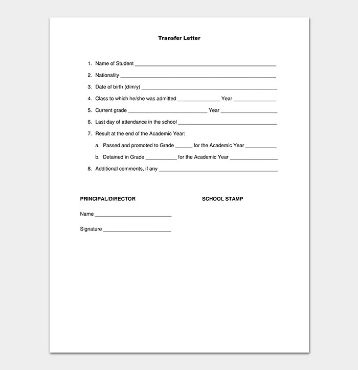 23+ School Transfer letter Free Sample and Format