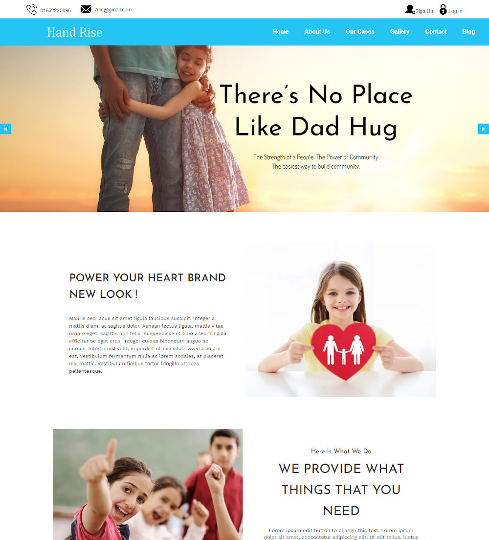 Hand Rise Charity Donation Drupal Theme TemplateToaster
