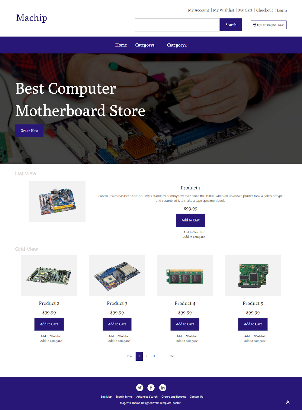 Machip Online Computer Parts Store Magento Theme TemplateToaster