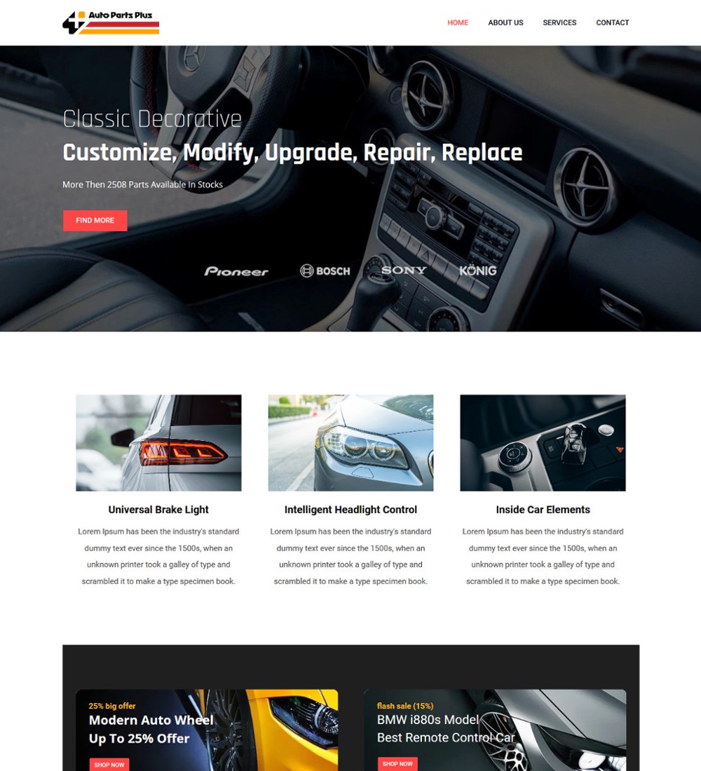 Auto Parts Plus Repair & Service Accessories Store Template