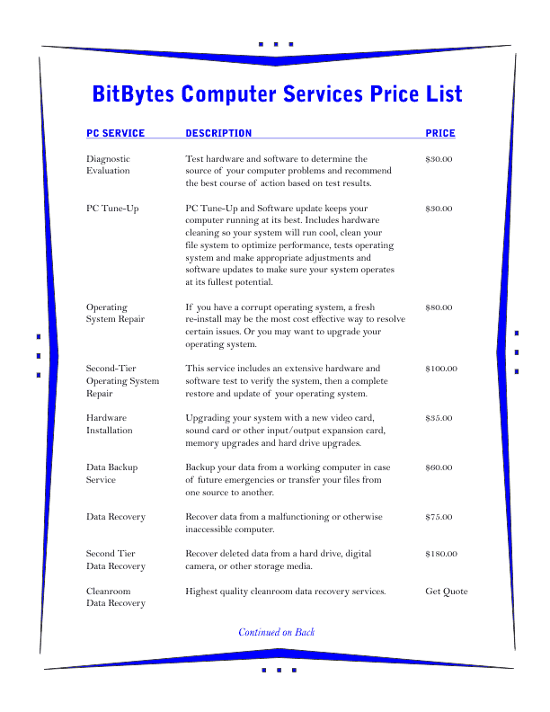 Price List Template 3