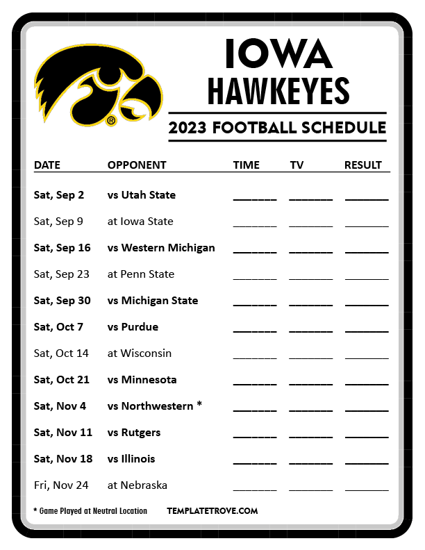 Iowa Women's Basketball Printable Schedule