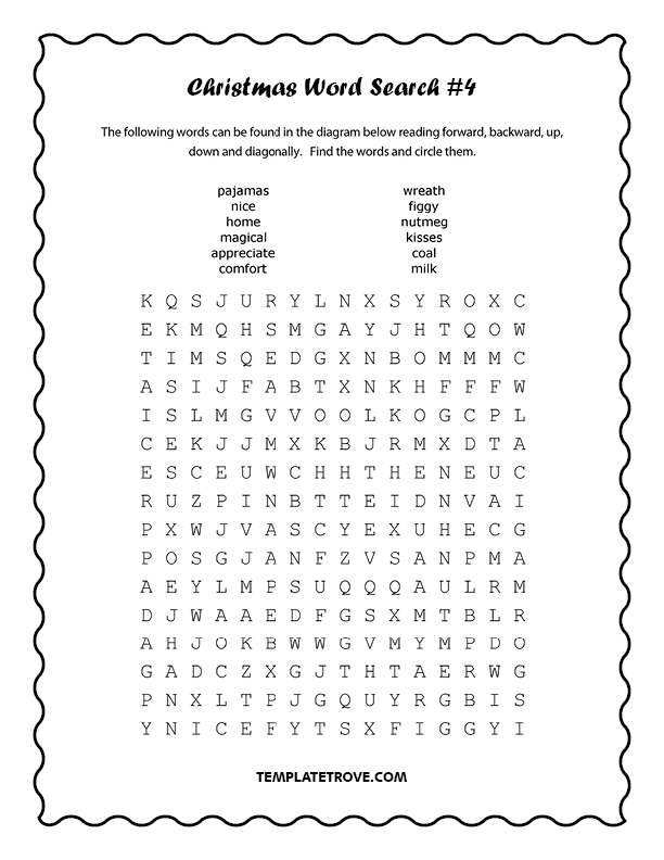 Printable Christmas Word Search Puzzles