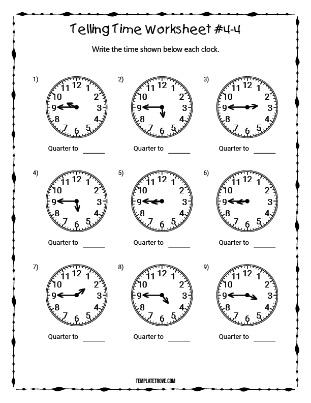 Telling Time Worksheet 4 First Grade