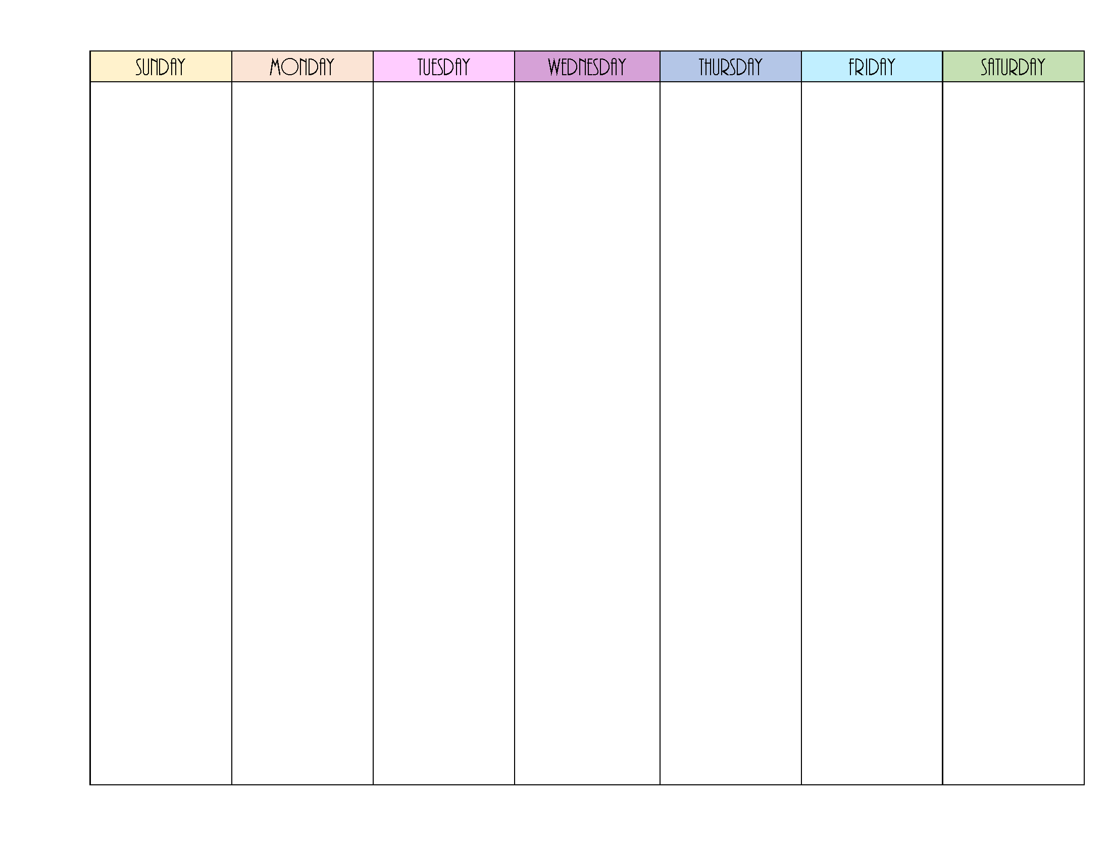 Blank Weekly Schedule Sunday To Saturday Printable Printable Free
