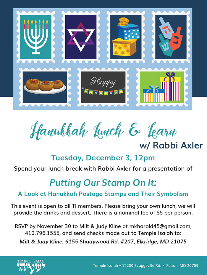 Hanukkah Lunch and Learn Temple Isaiah