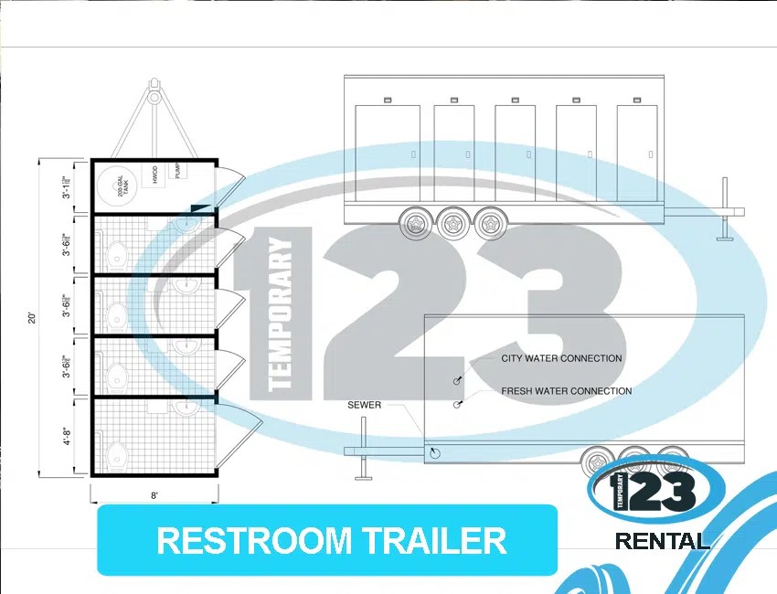 Portable Restroom Trailers in Alabama, USA Temporary Mobile Kitchens Rental 24 Hours