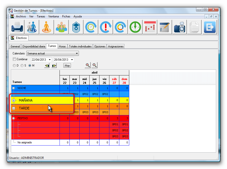 Cómo interpretar la tabla de turnos TempusBasic Gestión de turnos y