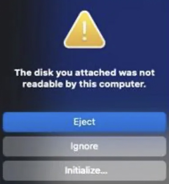 Fixed The Disk You Attached Was Not Readable by This Computer (on Mac)