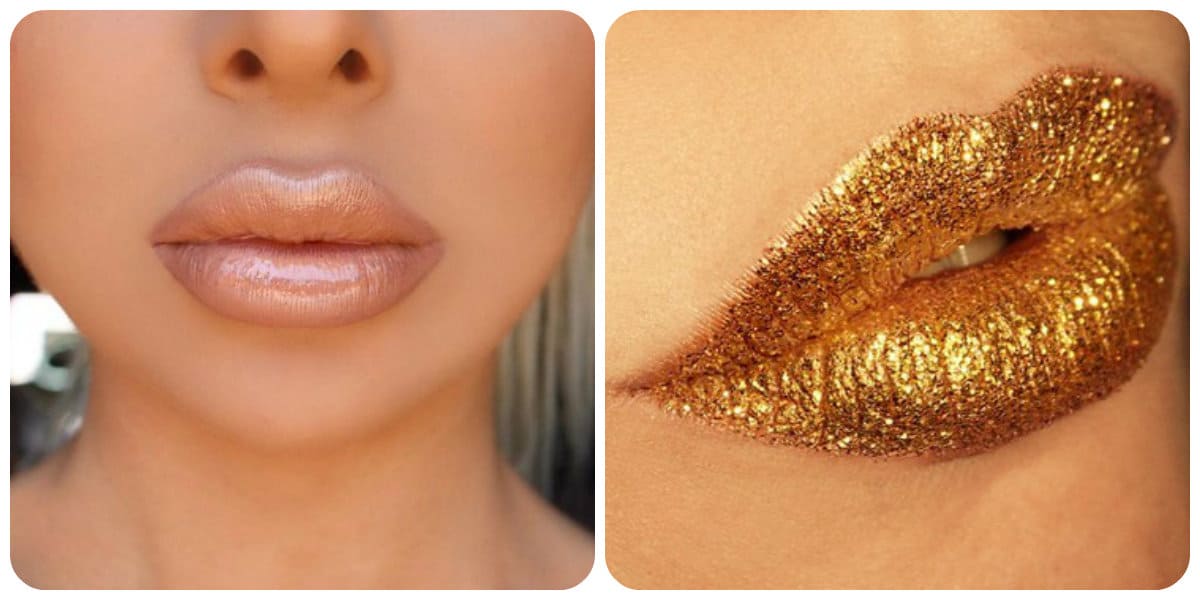 Pintalabios Color Dorado estilos de labios
