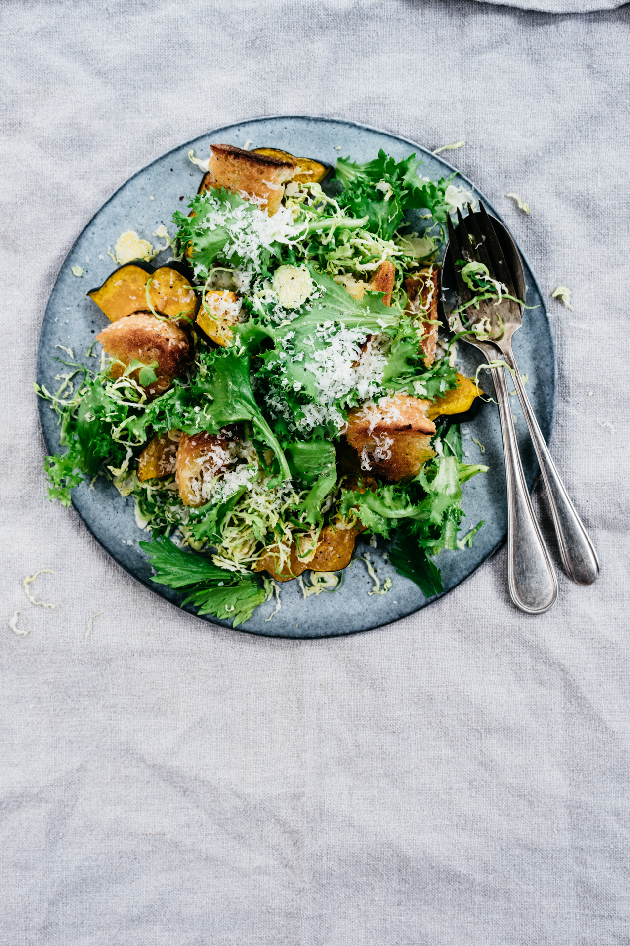 Fall Panzanella with Roasted Squash and Creamy Lemon Pepper Dressing