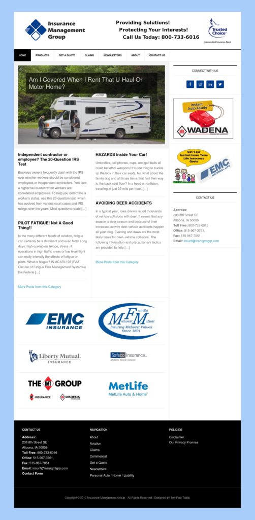 Insurance Management Group Ten Foot Table Incorporated