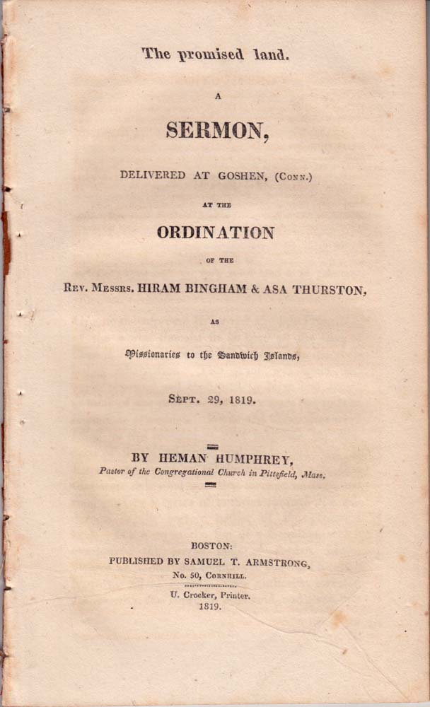 The Promised Land, A Sermon Delivered at Goshen, ( CT) at the