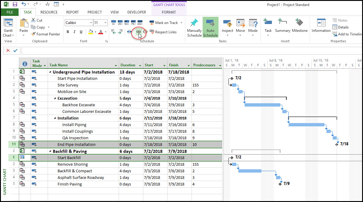 Using a Microsoft Project Temporary Master Schedule for External
