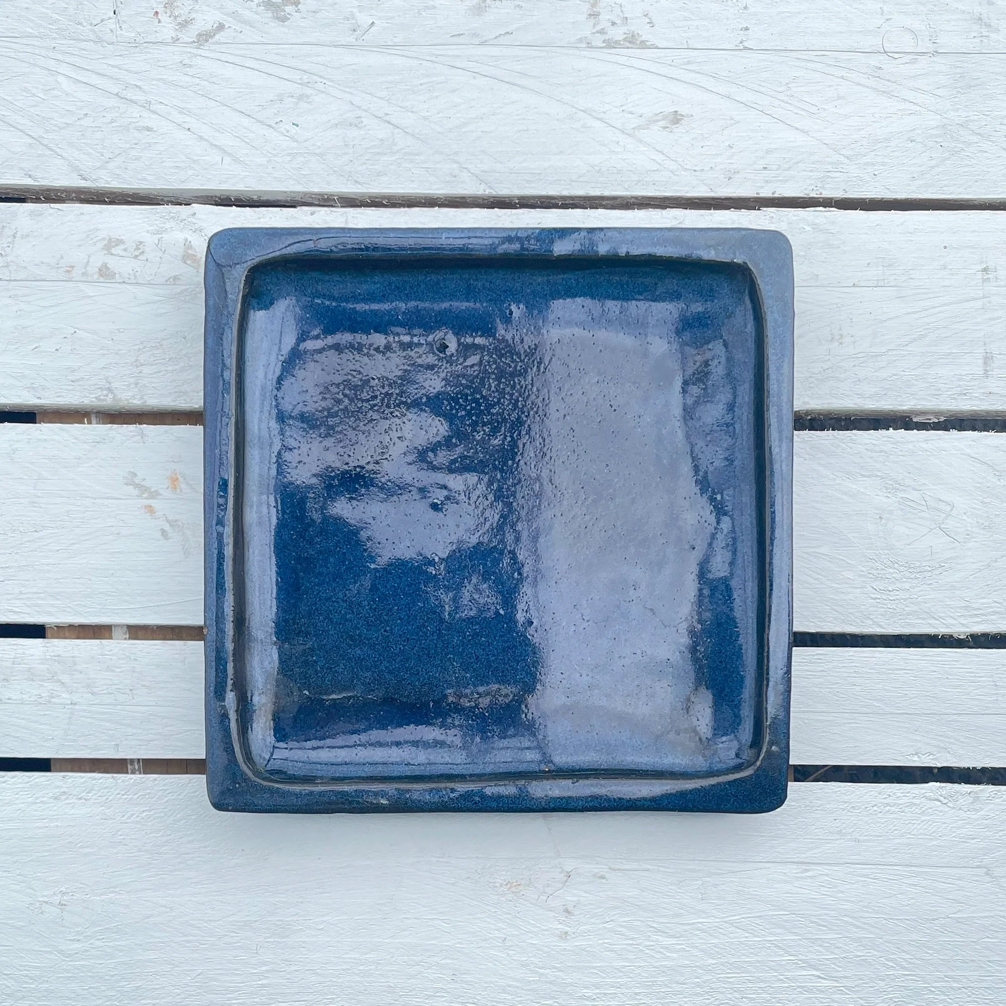 Dark Blue Square Planter Saucer Ten Thousand Pots
