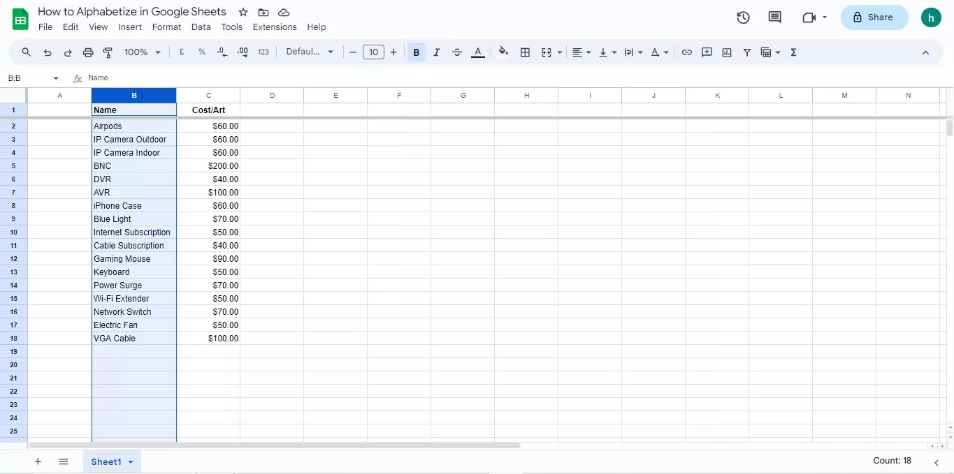 How to Alphabetize in Google Sheets Terecle