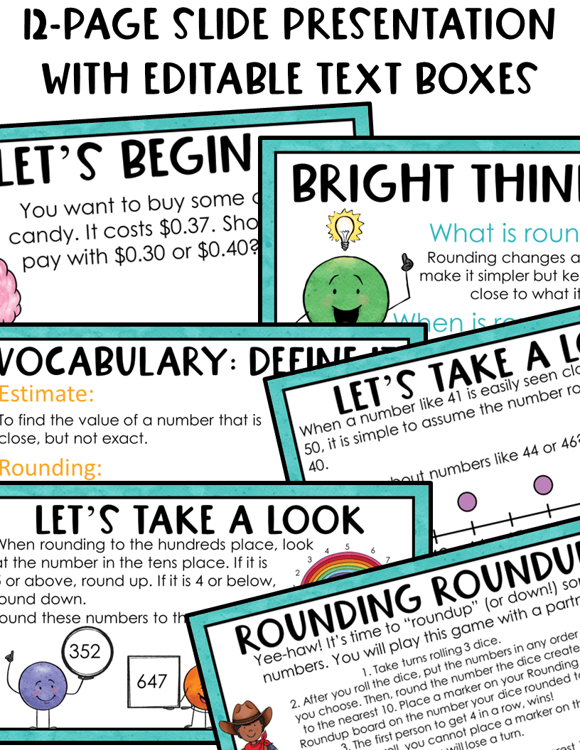 3rd Grade Math Rounding Lesson & Activity with Student Notes and