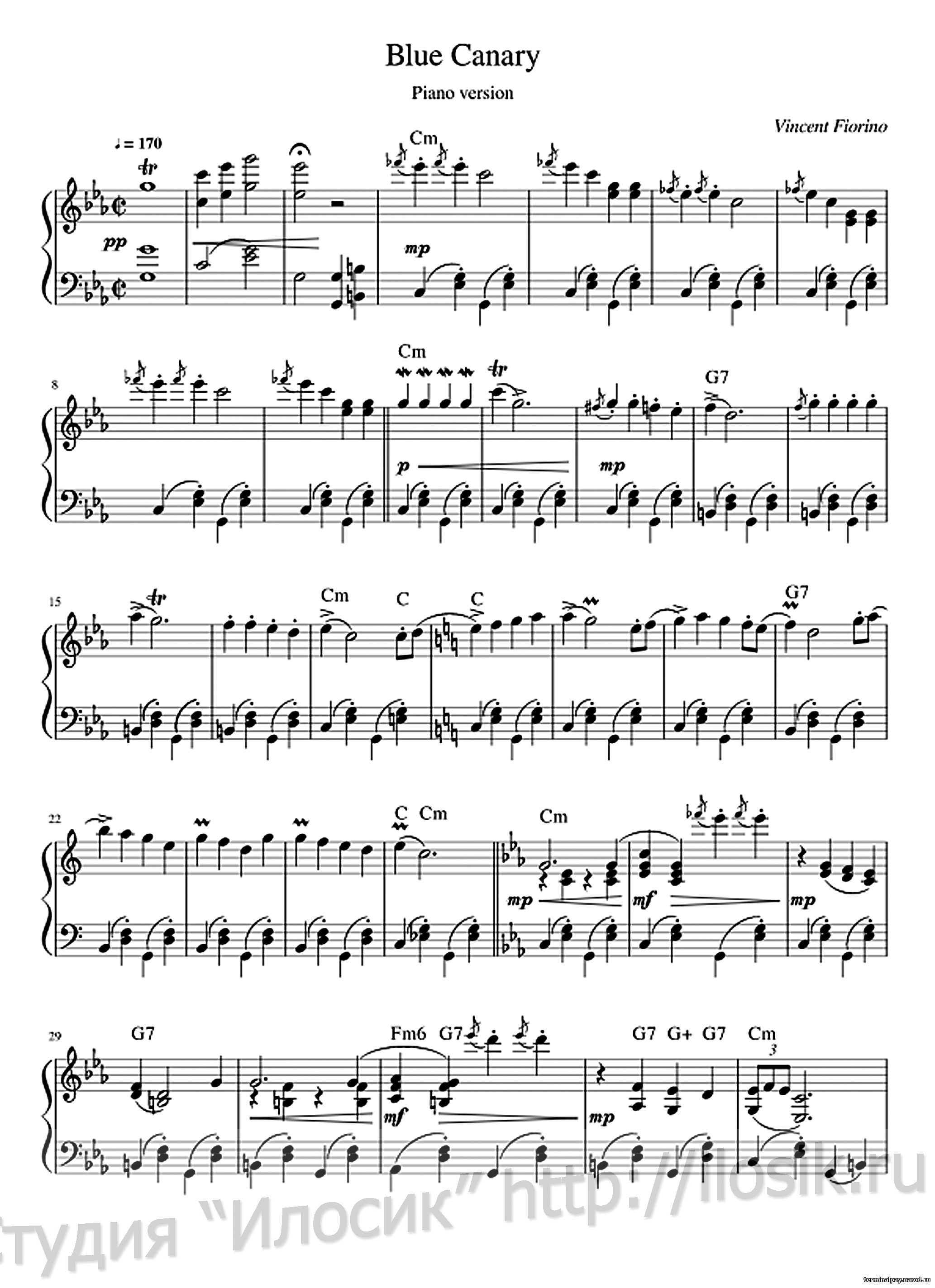 Blue Canary Vincent Fiorino (ноты)