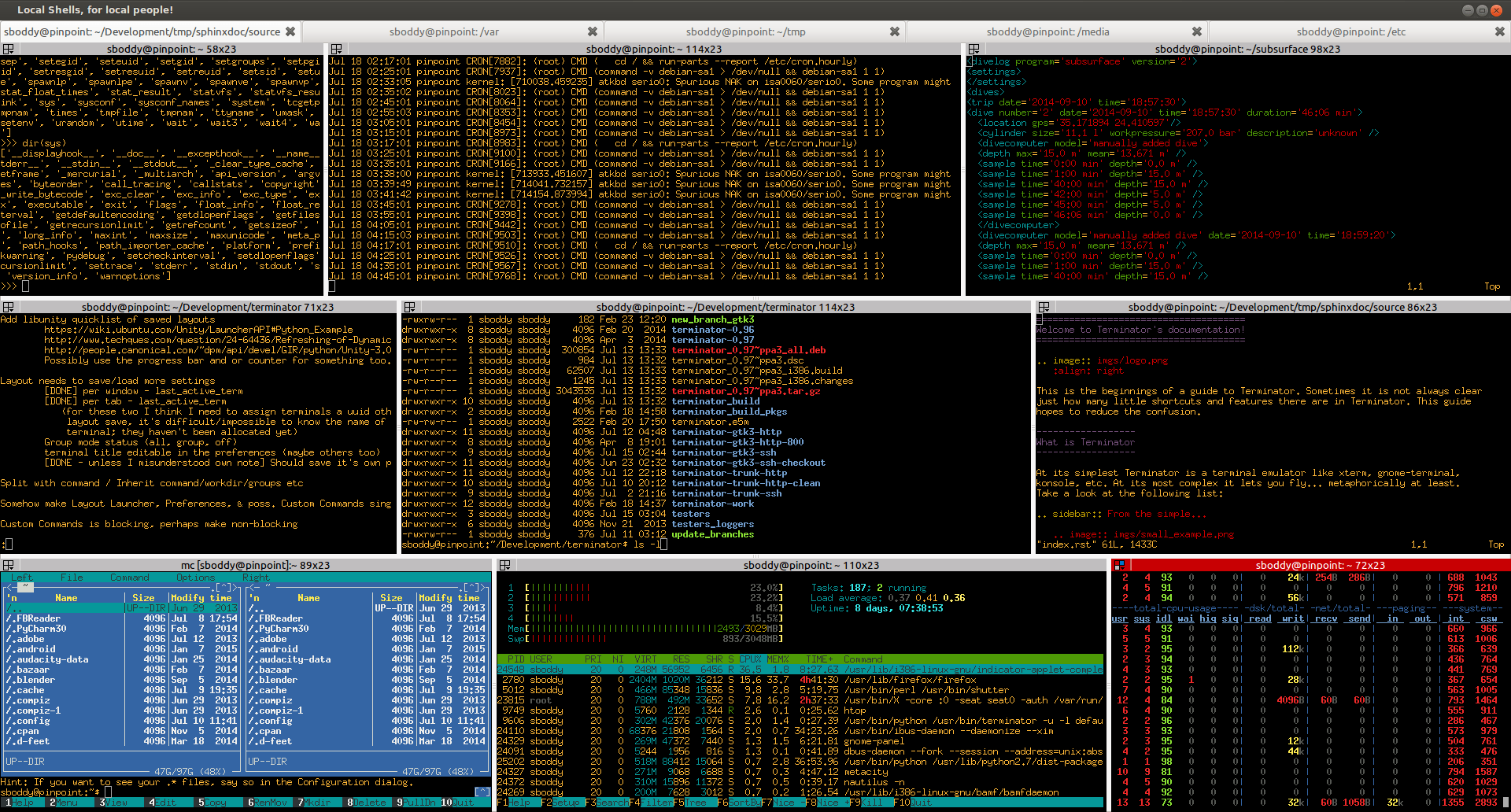 Terminator + ZSH + OhMyZsh. If you are implementing shell scripting